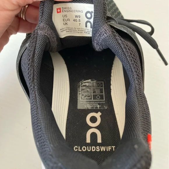 On Running Women’s Cloudswift Black Rock Athletic Sneakers size 9 - Picture 9 of 10